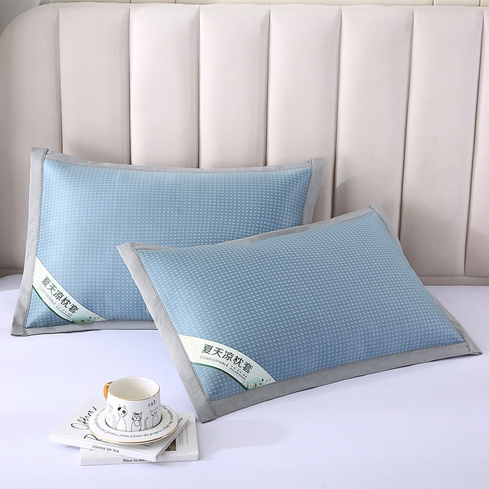 91家纺网 家纺一手货源 找家纺 小牛席业 2026新款华夫格冰丝夏凉枕枕套凉枕套凉枕套冰丝枕套藤枕套冰藤枕套冰丝枕套竹枕套凉席枕套豆豆枕套 蓝色