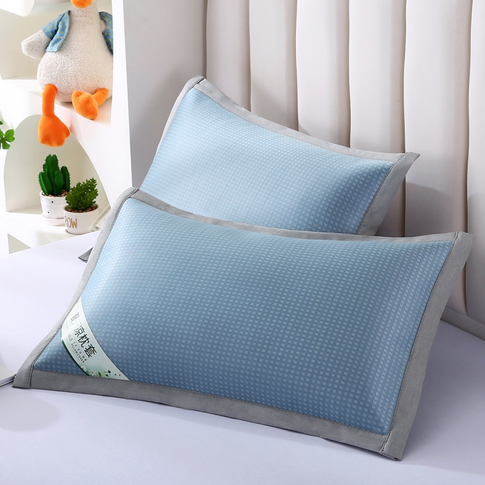 91家纺网 家纺一手货源 找家纺 小牛席业 2026新款华夫格冰丝夏凉枕枕套凉枕套凉枕套冰丝枕套藤枕套冰藤枕套冰丝枕套竹枕套凉席枕套豆豆枕套 蓝色