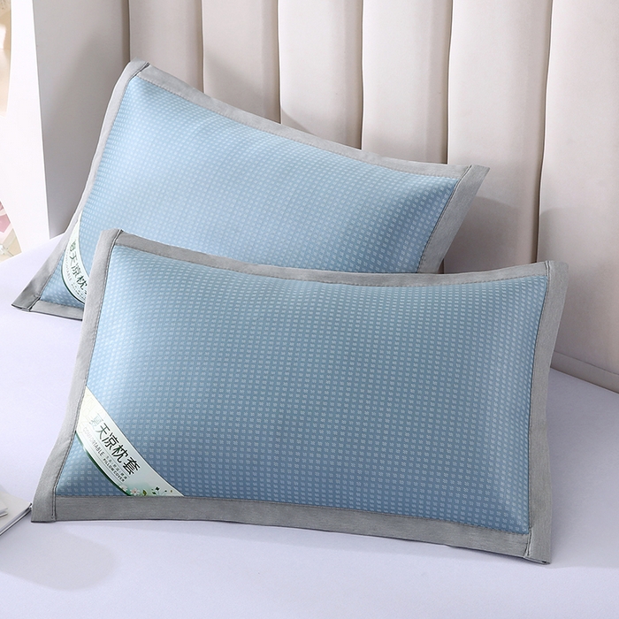 91家纺网 家纺一手货源 找家纺 小牛席业 2026新款华夫格冰丝夏凉枕枕套凉枕套凉枕套冰丝枕套藤枕套冰藤枕套冰丝枕套竹枕套凉席枕套豆豆枕套 蓝色