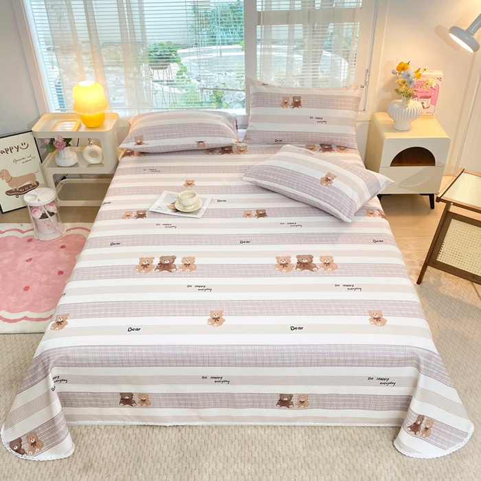 91家纺网 家纺一手货源 找家纺 首爱家纺2025新款花边款老粗布床单快乐伙伴