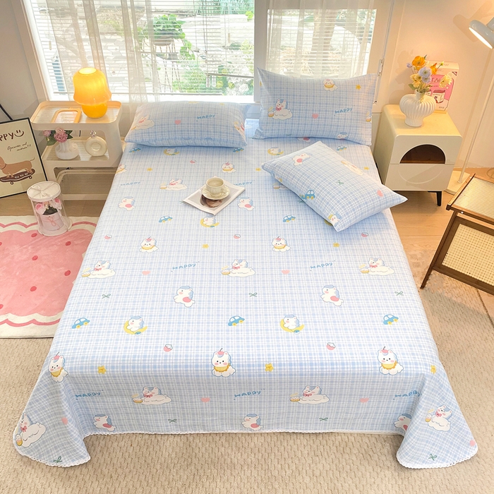 91家纺网 家纺一手货源 找家纺 首爱家纺2025新款花边款老粗布床单乐宠