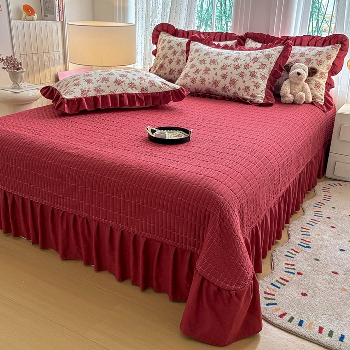 91家纺网 家纺一手货源 找家纺 （总）铠畅 2026春夏新款 锦朵系列韩版水洗棉小清新古棉床盖四件套