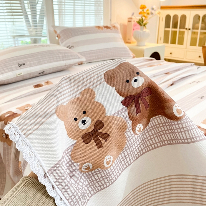 91家纺网 家纺一手货源 找家纺 首爱家纺2025新款花边款老粗布床单快乐伙伴