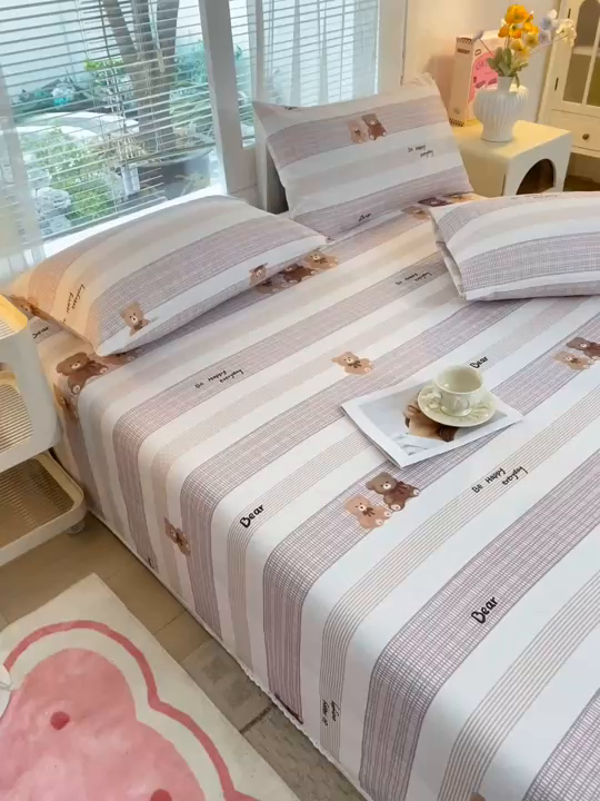 91家纺网 家纺一手货源 找家纺 首爱家纺2025新款花边款老粗布床单快乐伙伴