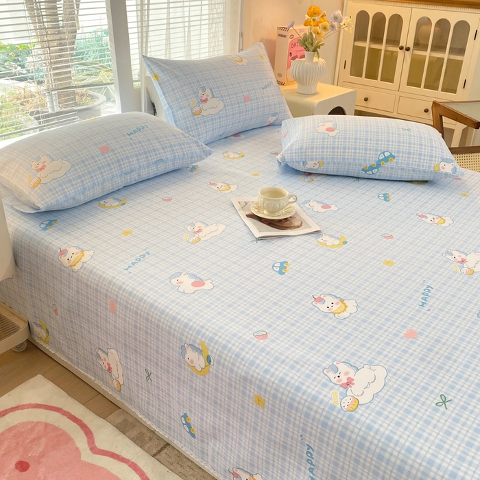 91家纺网 家纺一手货源 找家纺 首爱家纺2025新款花边款老粗布床单乐宠