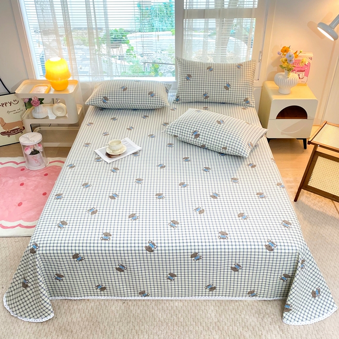 首爱家纺2025新款花边款老粗布床单暖熊