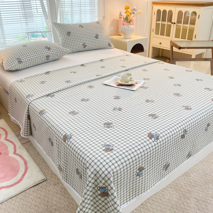 91家纺网 家纺一手货源 找家纺 首爱家纺2025新款花边款老粗布床单暖熊