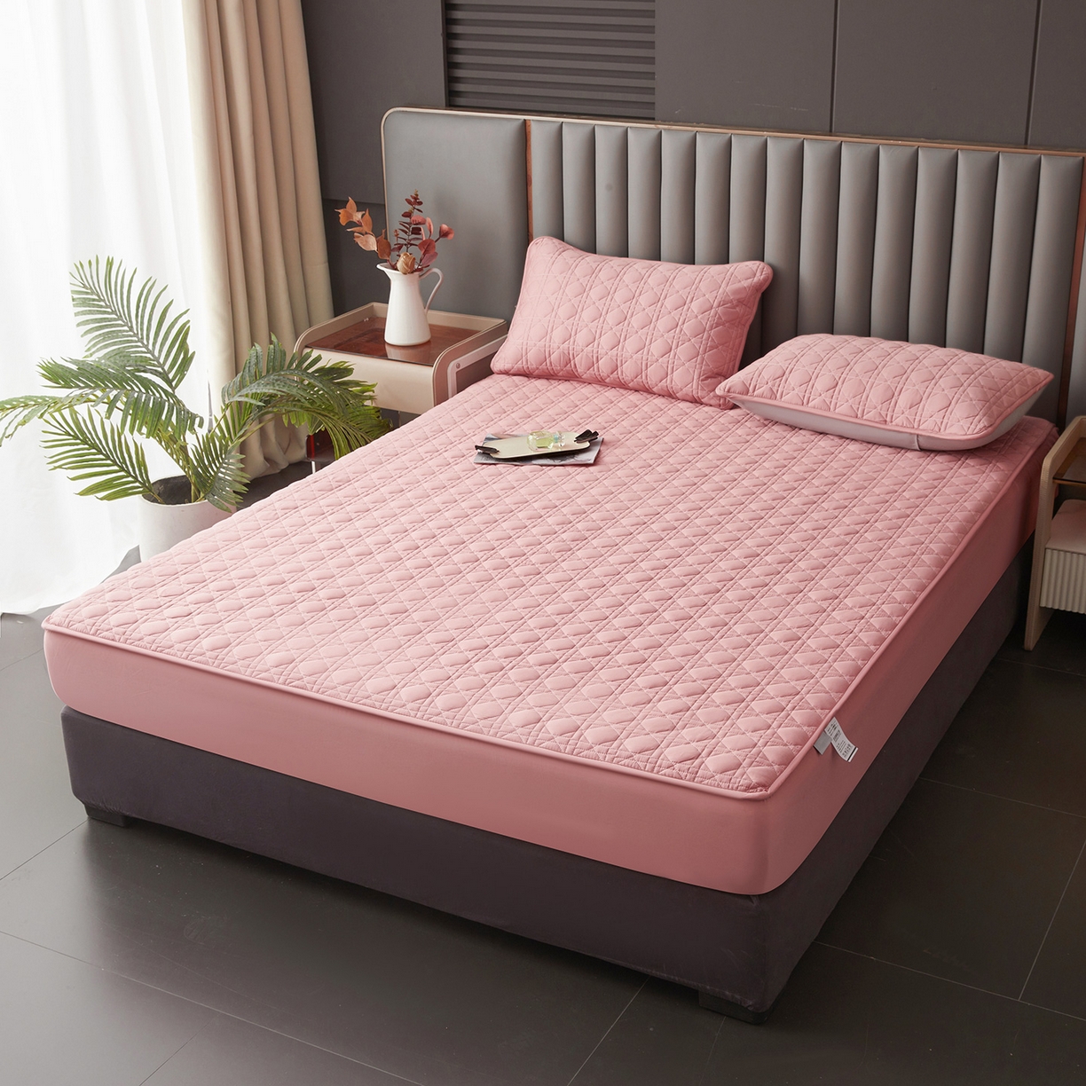 91家纺网 家纺一手货源 找家纺 眠势力 2026新款60s全棉夹棉床笠单件新疆长绒棉花床罩纯棉床垫保护套 绯豆沙【全棉床笠】