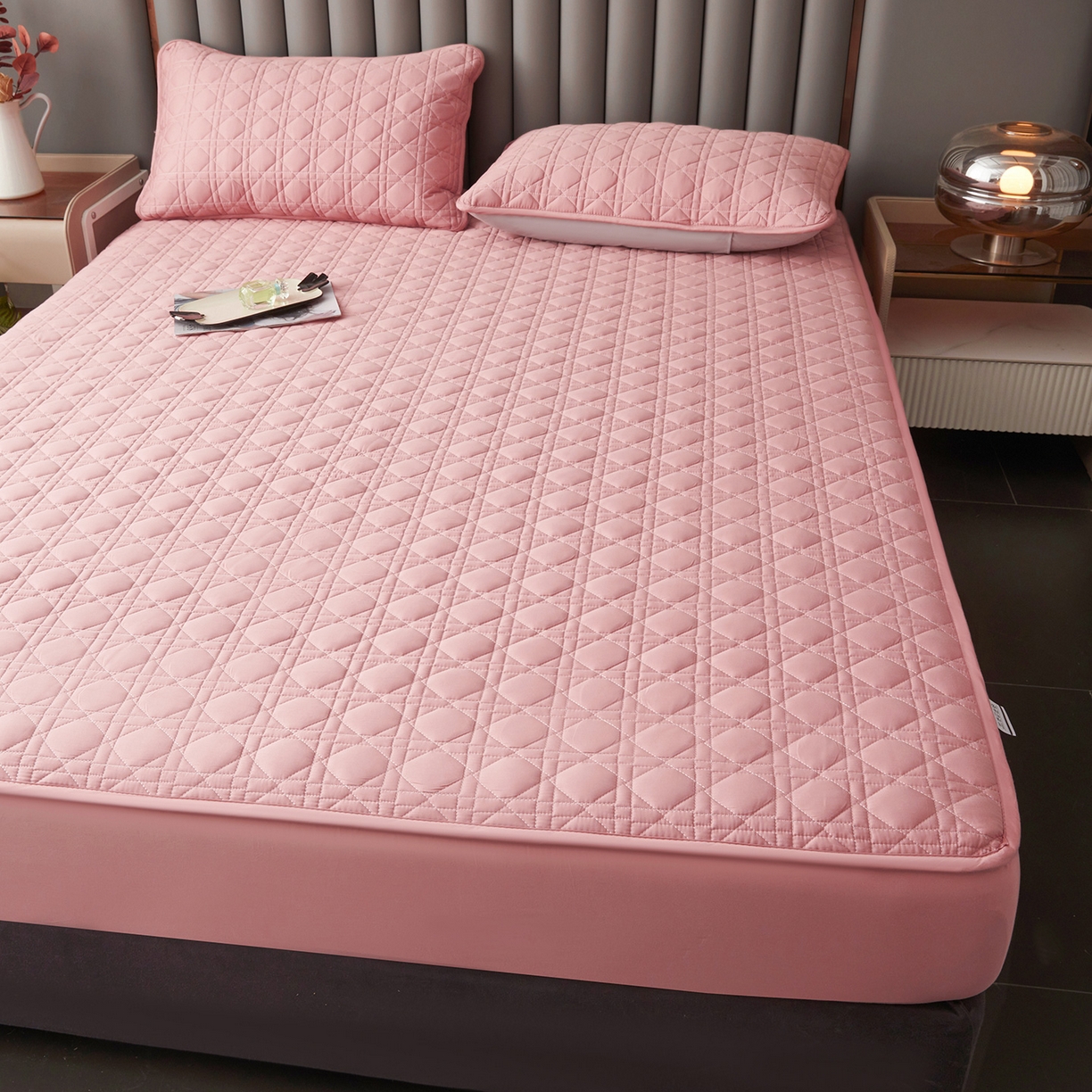 91家纺网 家纺一手货源 找家纺 眠势力 2026新款60s全棉夹棉床笠单件新疆长绒棉花床罩纯棉床垫保护套 绯豆沙【全棉床笠】