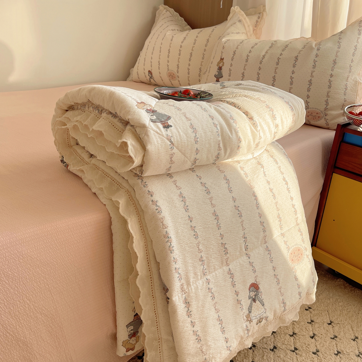 （总）梵克保罗 2026春夏新款全棉纯棉花边皱皱纱单夏被夏凉被空调被夏被四件套