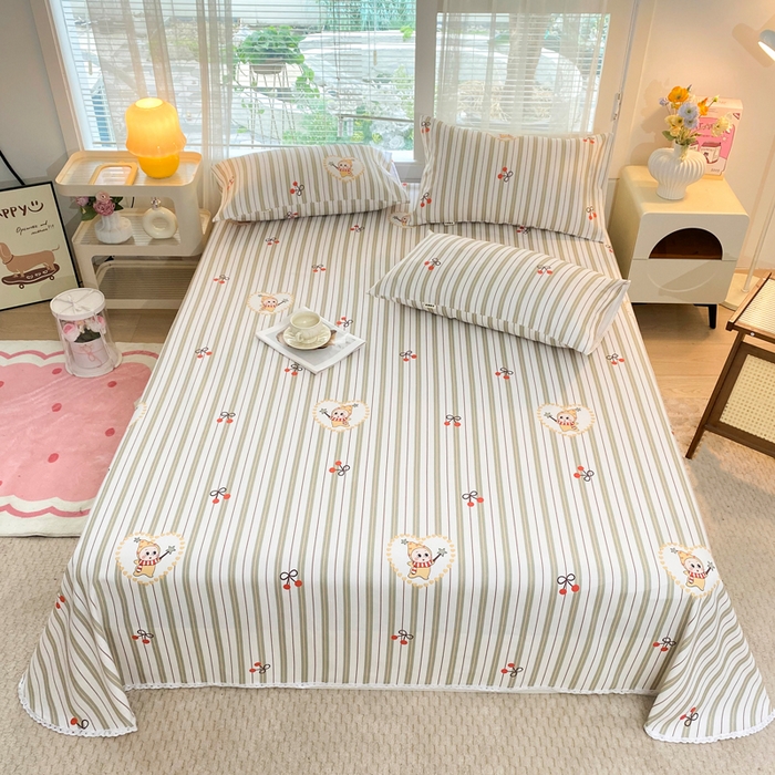 91家纺网 家纺一手货源 找家纺 棉乐町2025新款花边款老粗布床单星仔