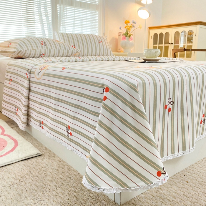 91家纺网 家纺一手货源 找家纺 棉乐町2025新款花边款老粗布床单星仔