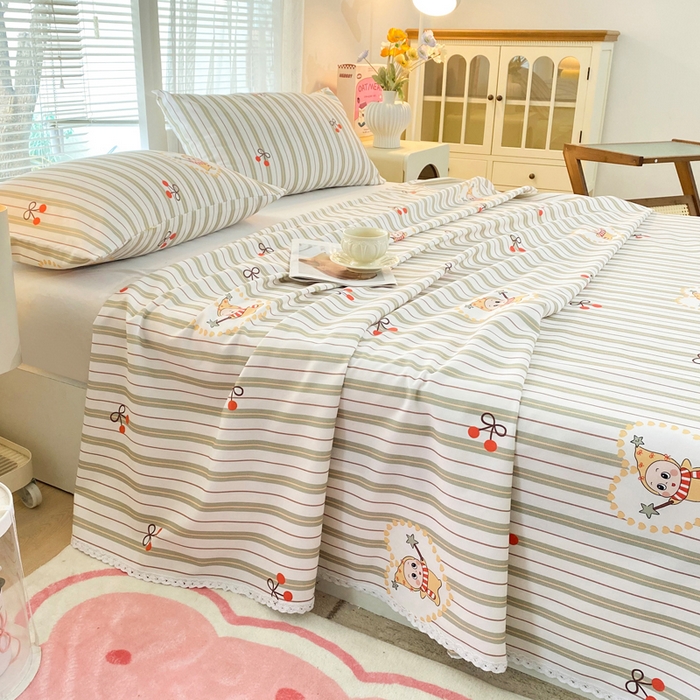 91家纺网 家纺一手货源 找家纺 棉乐町2025新款花边款老粗布床单星仔