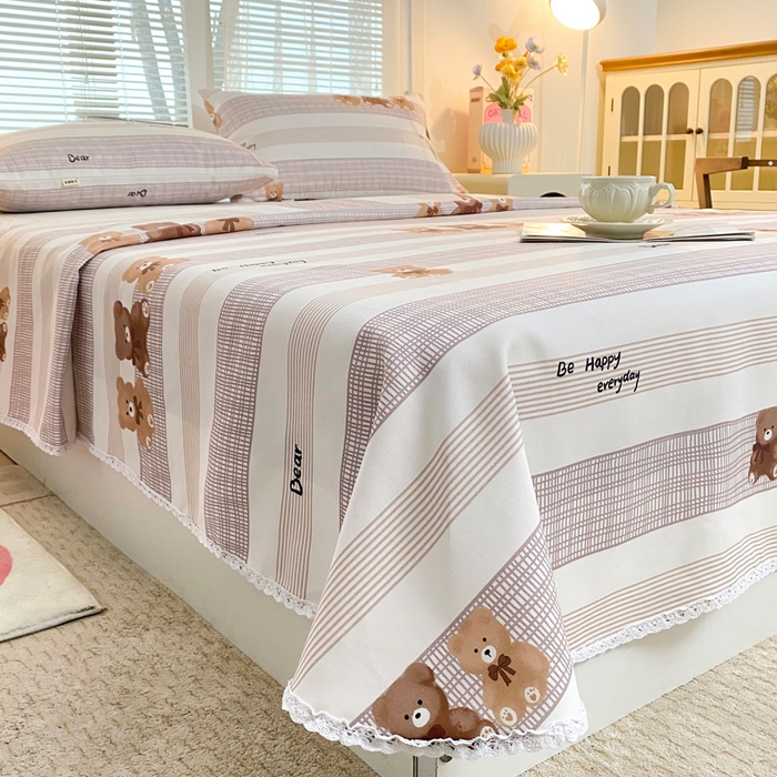 91家纺网 家纺一手货源 找家纺 棉乐町2025新款花边款老粗布床单快乐伙伴