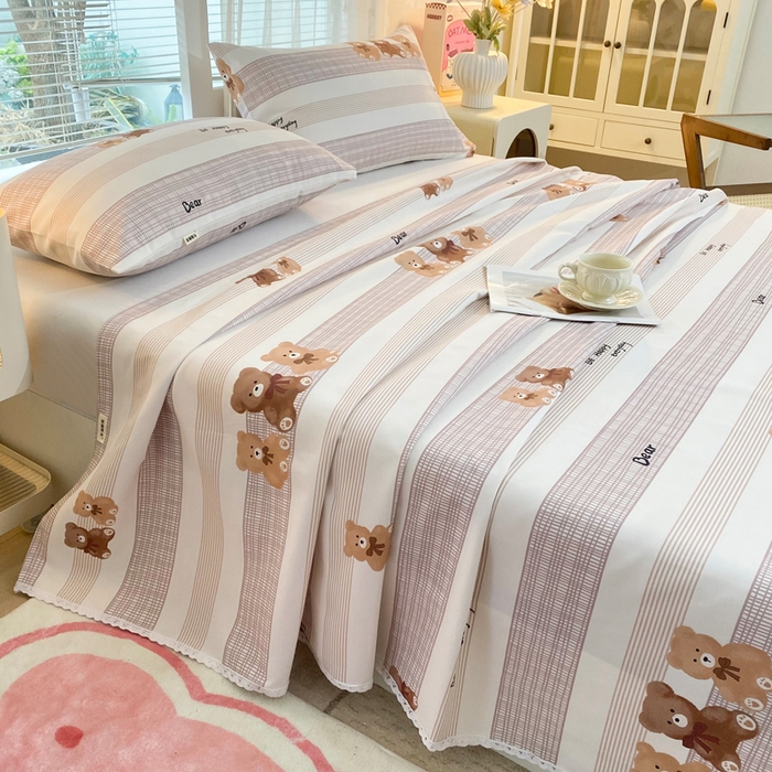 91家纺网 家纺一手货源 找家纺 棉乐町2025新款花边款老粗布床单快乐伙伴