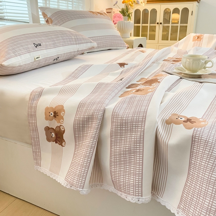 91家纺网 家纺一手货源 找家纺 棉乐町2025新款花边款老粗布床单快乐伙伴