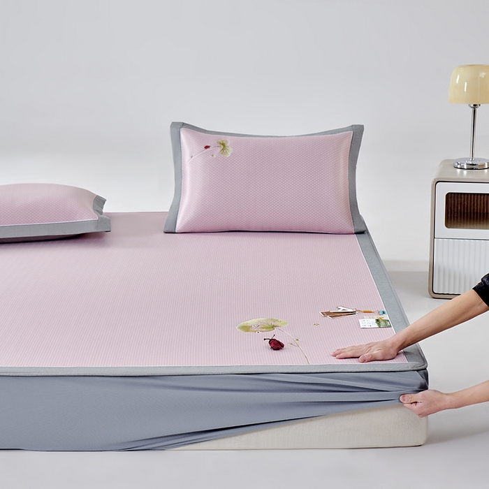 91家纺网 家纺一手货源 找家纺 （总）小牛席业 2026新款满天星-夏日荷塘冰丝席（床笠款）凉席藤席草席竹席乳胶席凉感豆豆席