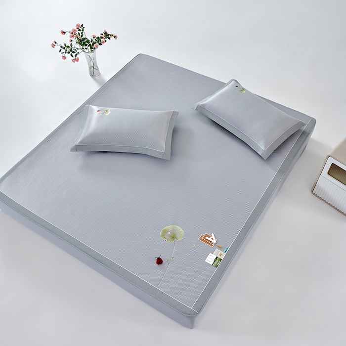 91家纺网 家纺一手货源 找家纺 小牛席业 2026新款满天星-夏日荷塘冰丝席（床笠款）凉席藤席草席竹席乳胶席凉感豆豆席 灰色