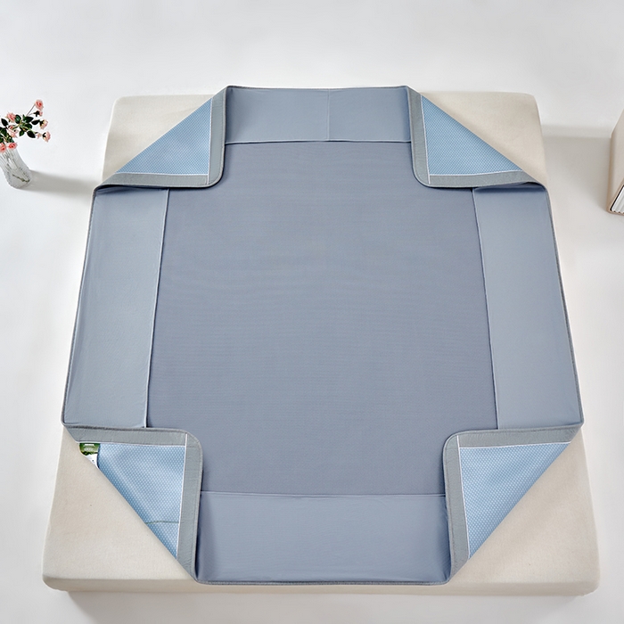 91家纺网 家纺一手货源 找家纺 小牛席业 2026新款满天星-夏日荷塘冰丝席（床笠款）凉席藤席草席竹席乳胶席凉感豆豆席 蓝色