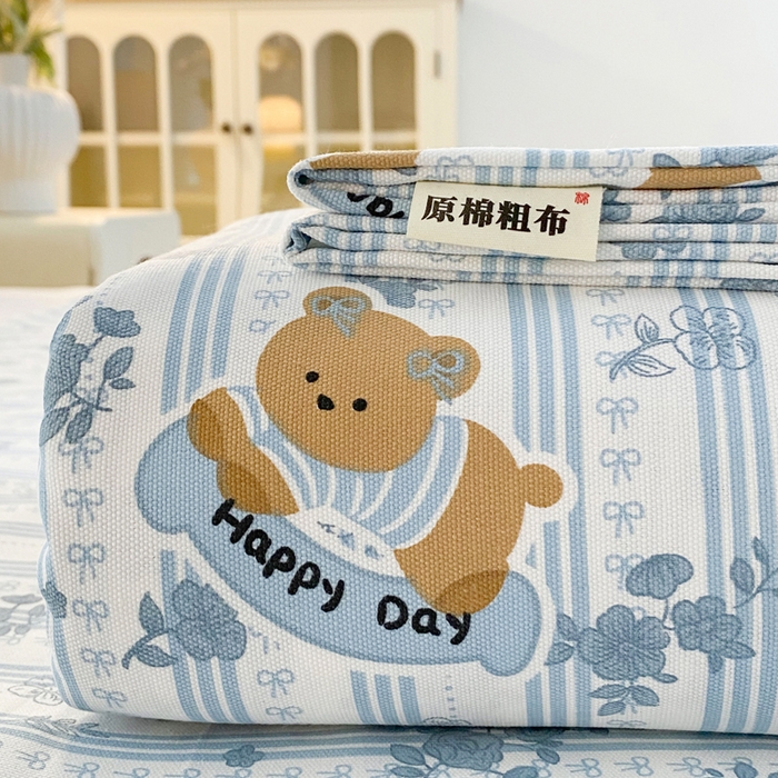 棉乐町2025新款花边款老粗布床单兰花熊