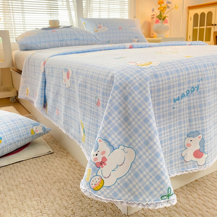 91家纺网 家纺一手货源 找家纺 棉乐町2025新款花边款老粗布床单乐宠