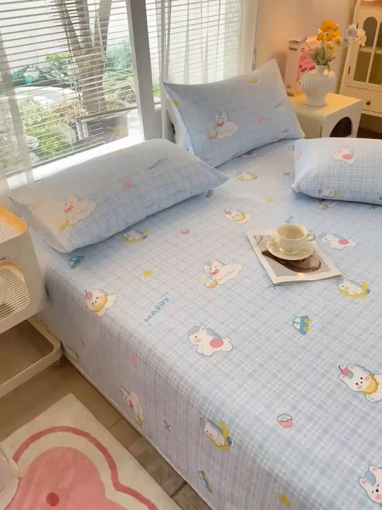 91家纺网 家纺一手货源 找家纺 棉乐町2025新款花边款老粗布床单乐宠