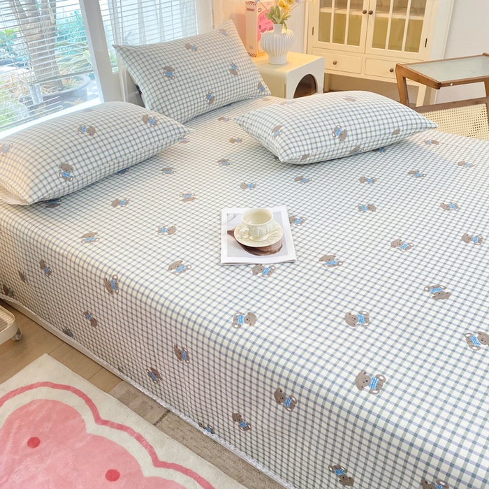 91家纺网 家纺一手货源 找家纺 棉乐町2025新款花边款老粗布床单暖熊