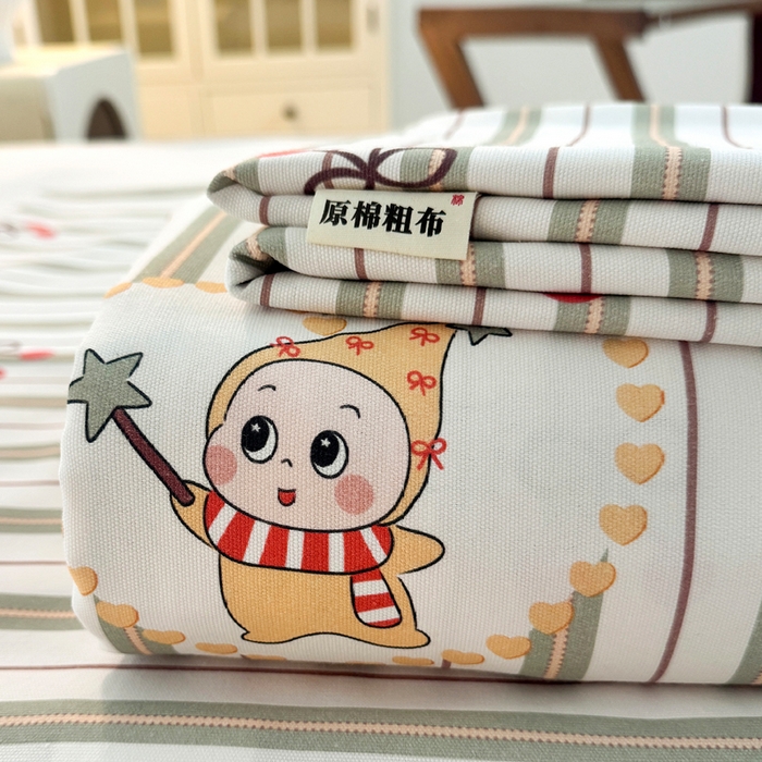 91家纺网 家纺一手货源 找家纺 金泰莱2025新款花边款老粗布床单星仔