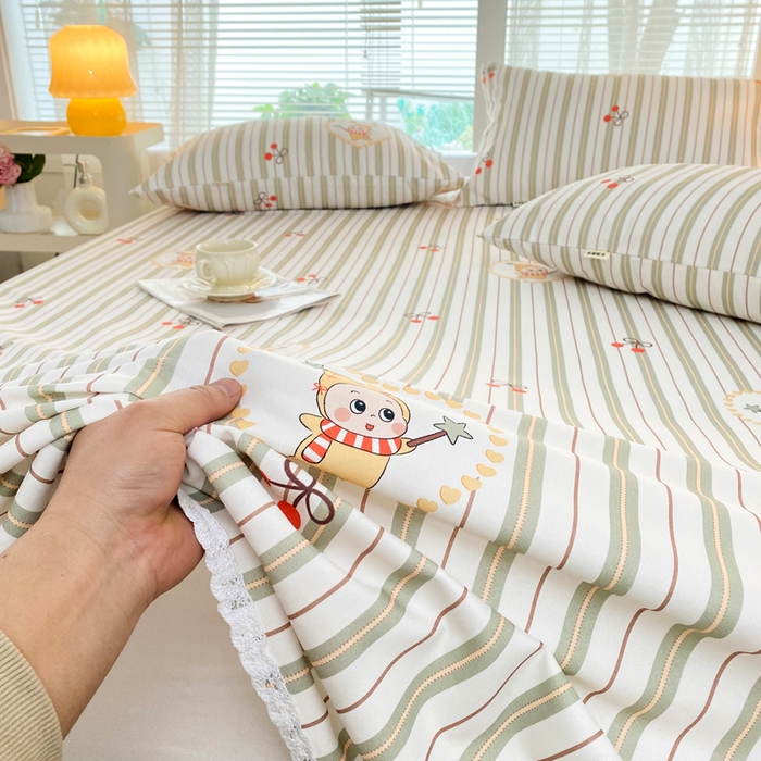 91家纺网 家纺一手货源 找家纺 金泰莱2025新款花边款老粗布床单星仔