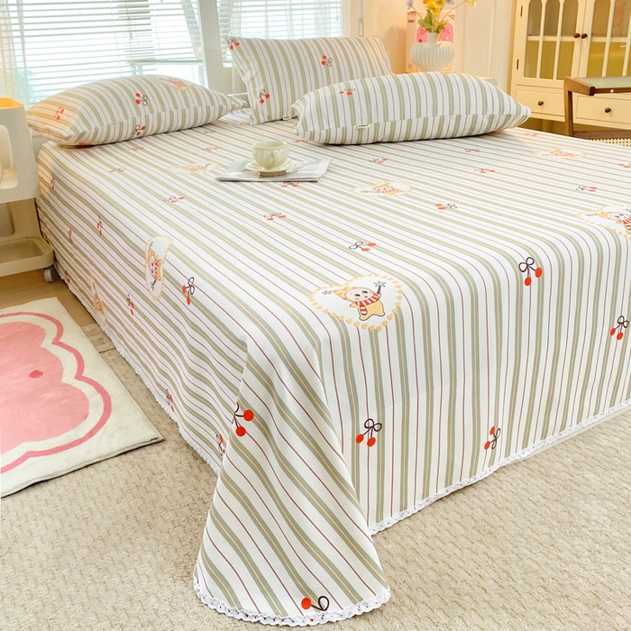 91家纺网 家纺一手货源 找家纺 金泰莱2025新款花边款老粗布床单星仔