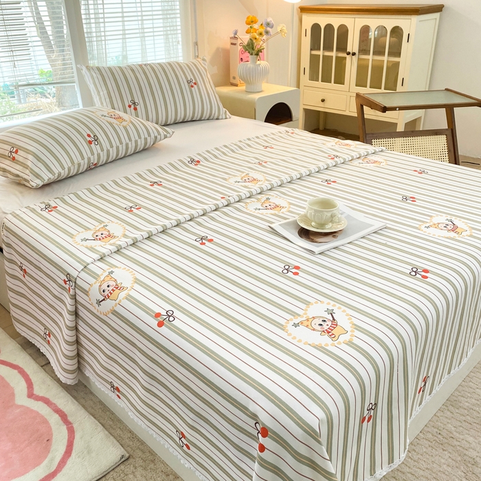 91家纺网 家纺一手货源 找家纺 金泰莱2025新款花边款老粗布床单星仔