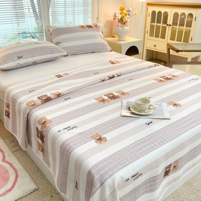 91家纺网 家纺一手货源 找家纺 金泰莱2025新款花边款老粗布床单快乐伙伴