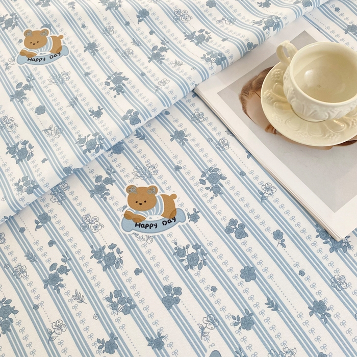 91家纺网 家纺一手货源 找家纺 金泰莱2025新款花边款老粗布床单兰花熊