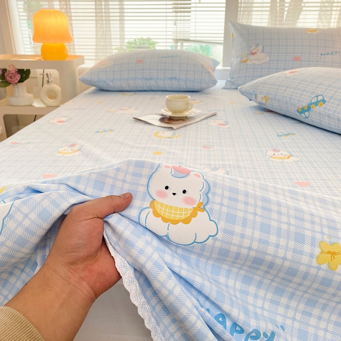 91家纺网 家纺一手货源 找家纺 金泰莱2025新款花边款老粗布床单乐宠