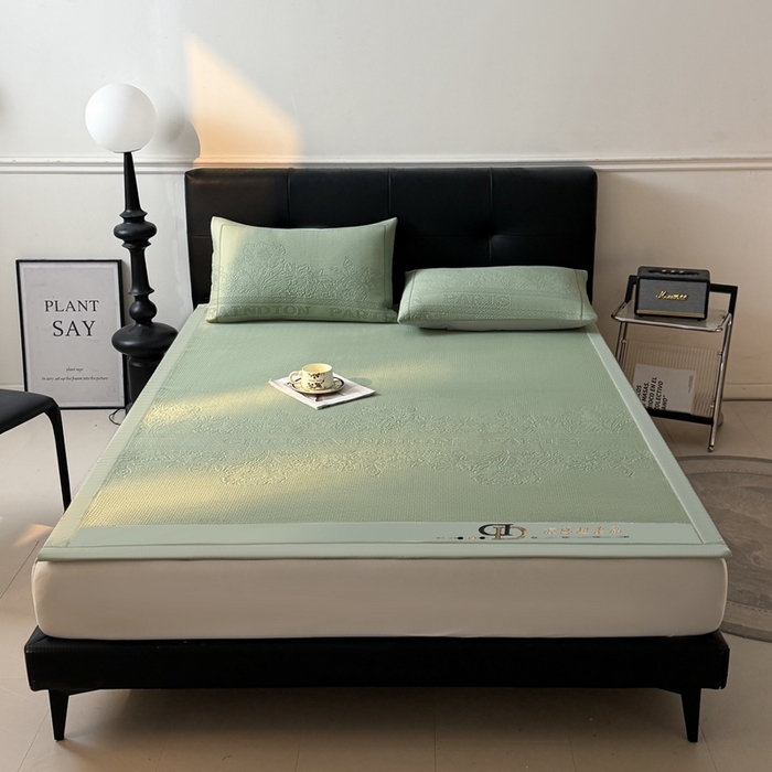 91家纺网 家纺一手货源 找家纺 怡源梦 2026新款A类高分子凉感席席子-巴黎世家系列 巴黎世家 绿色