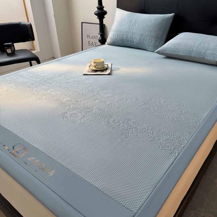 91家纺网 家纺一手货源 找家纺 怡源梦 2026新款A类高分子凉感席席子-巴黎世家系列 巴黎世家 兰色