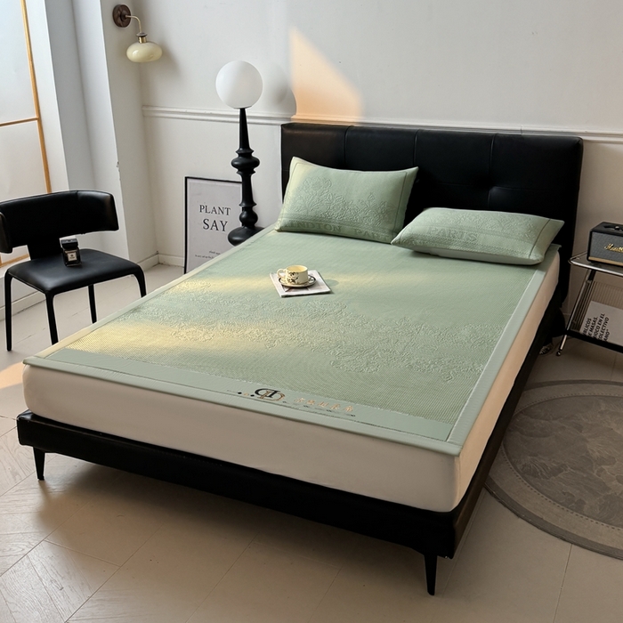 91家纺网 家纺一手货源 找家纺 怡源梦 2026新款A类高分子凉感席席子-巴黎世家系列 巴黎世家 绿色