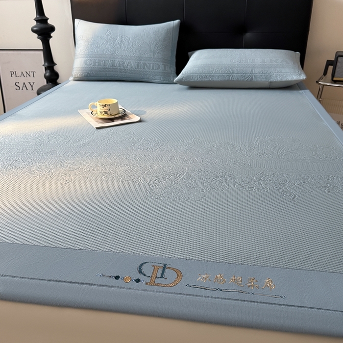 91家纺网 家纺一手货源 找家纺 怡源梦 2026新款A类高分子凉感席席子-巴黎世家系列 巴黎世家 兰色