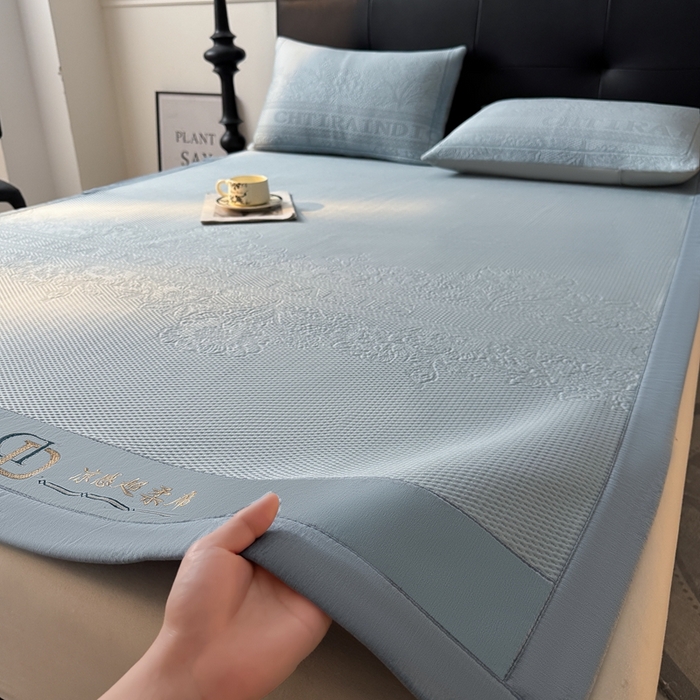 91家纺网 家纺一手货源 找家纺 怡源梦 2026新款A类高分子凉感席席子-巴黎世家系列 巴黎世家 兰色