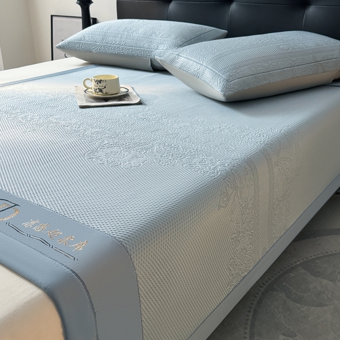 91家纺网 家纺一手货源 找家纺 怡源梦 2026新款A类高分子凉感席席子-巴黎世家系列 巴黎世家 兰色