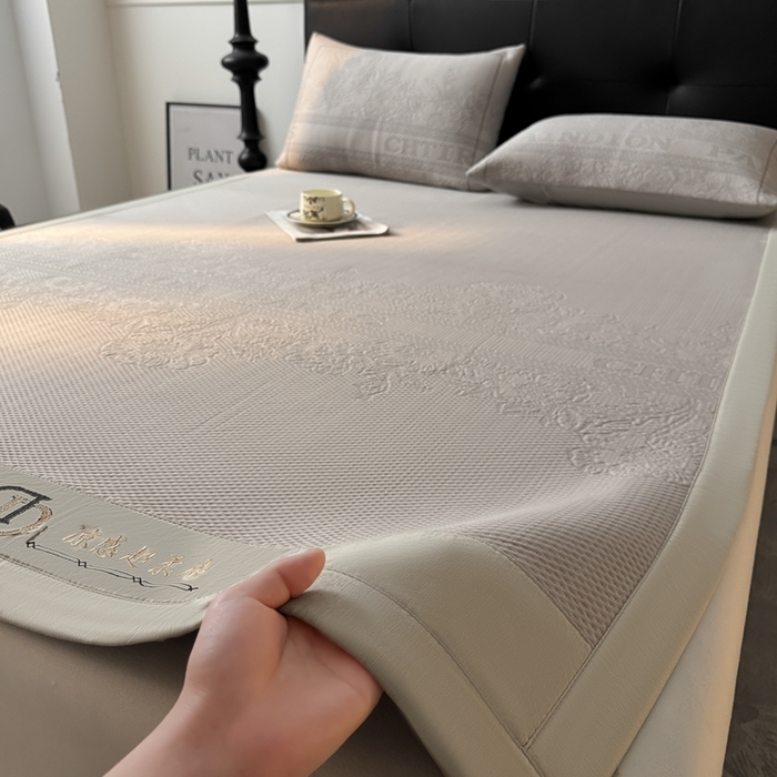 91家纺网 家纺一手货源 找家纺 怡源梦 2026新款A类高分子凉感席席子-巴黎世家系列 巴黎世家 香槟色