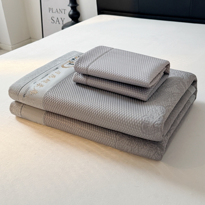 91家纺网 家纺一手货源 找家纺 怡源梦 2026新款A类高分子凉感席席子-巴黎世家系列 巴黎世家 灰色