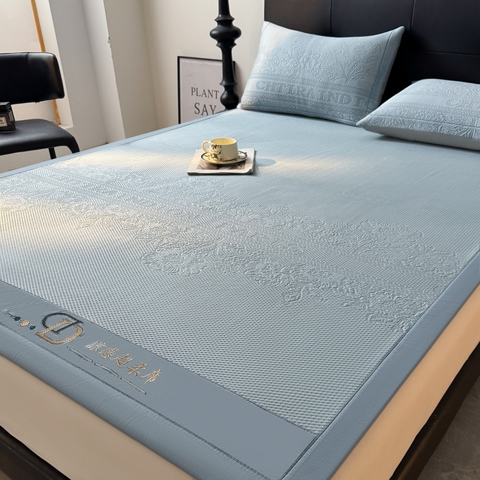 91家纺网 家纺一手货源 找家纺 怡源梦 2026新款A类高分子凉感席席子-巴黎世家系列 巴黎世家 兰色