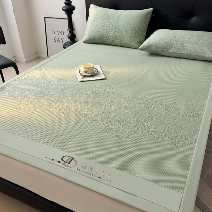 91家纺网 家纺一手货源 找家纺 怡源梦 2026新款A类高分子凉感席席子-巴黎世家系列 巴黎世家 绿色