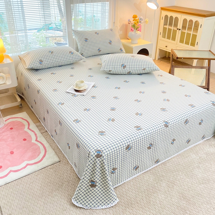 91家纺网 家纺一手货源 找家纺 金泰莱2025新款花边款老粗布床单暖熊