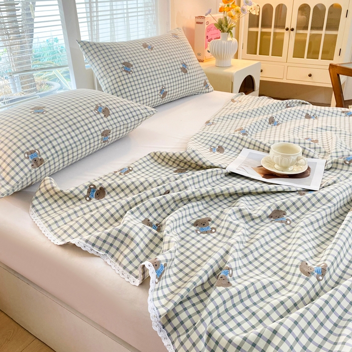 91家纺网 家纺一手货源 找家纺 金泰莱2025新款花边款老粗布床单暖熊