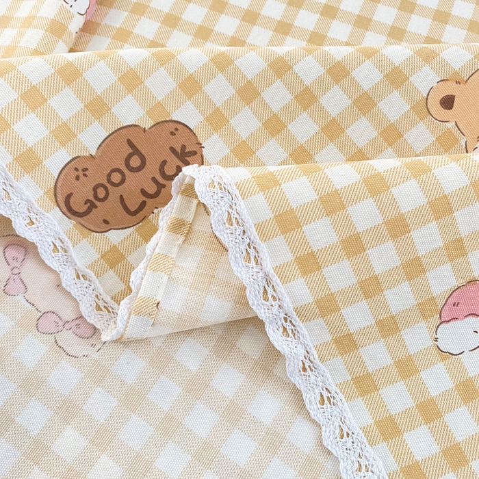 91家纺网 家纺一手货源 找家纺 金泰莱2025新款花边款老粗布床单小熊宝宝