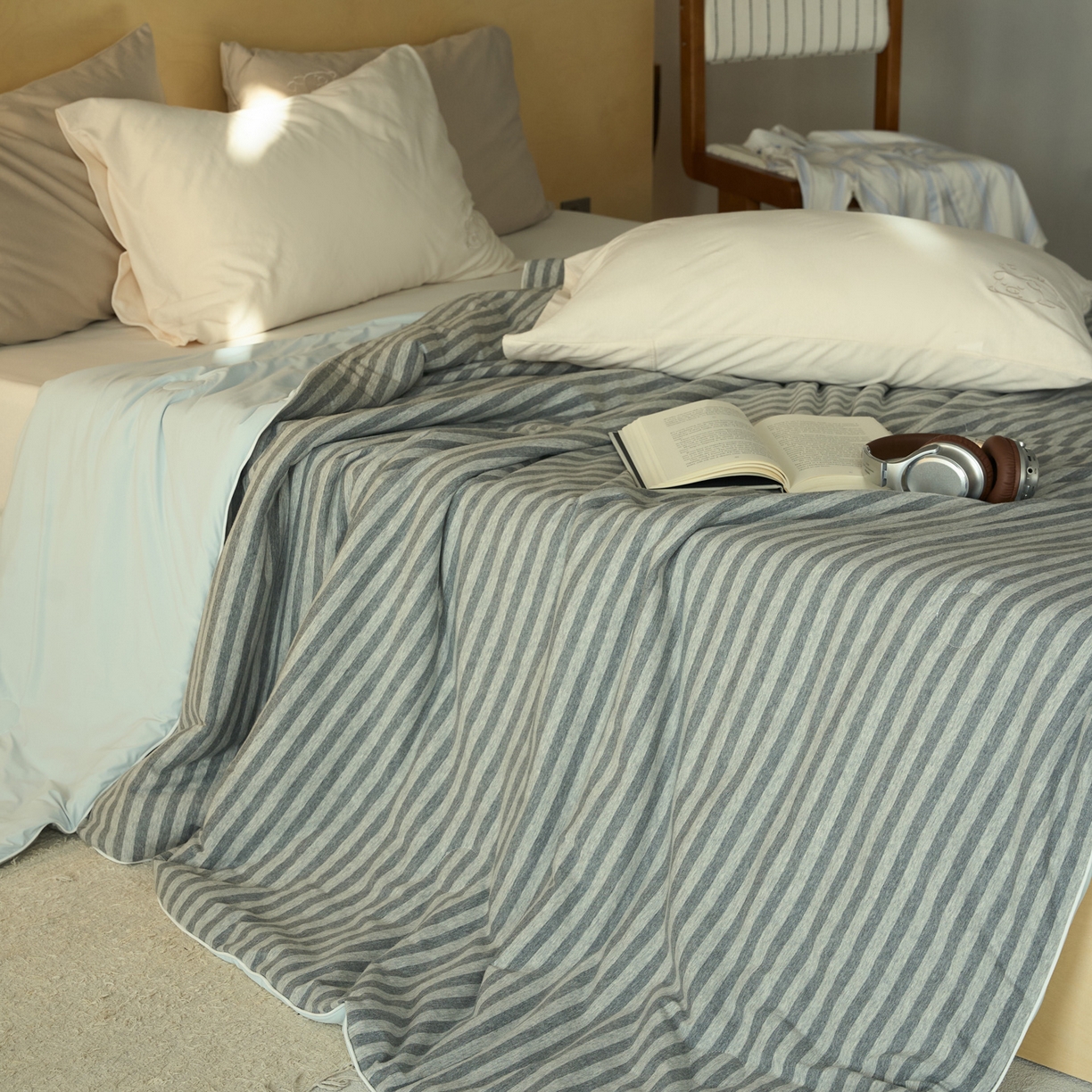 91家纺网 家纺一手货源 找家纺 （总）华超针织 2026新款全棉针织拼锦氨凉感夏被空调被夏凉被