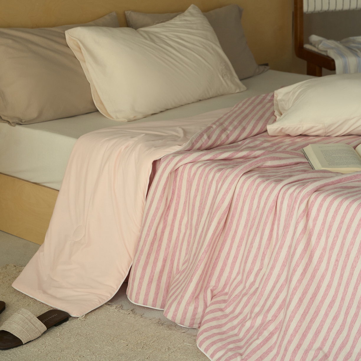 华超针织 2026新款全棉针织拼锦氨凉感夏被空调被夏凉被 纯棉拼凉感 红米