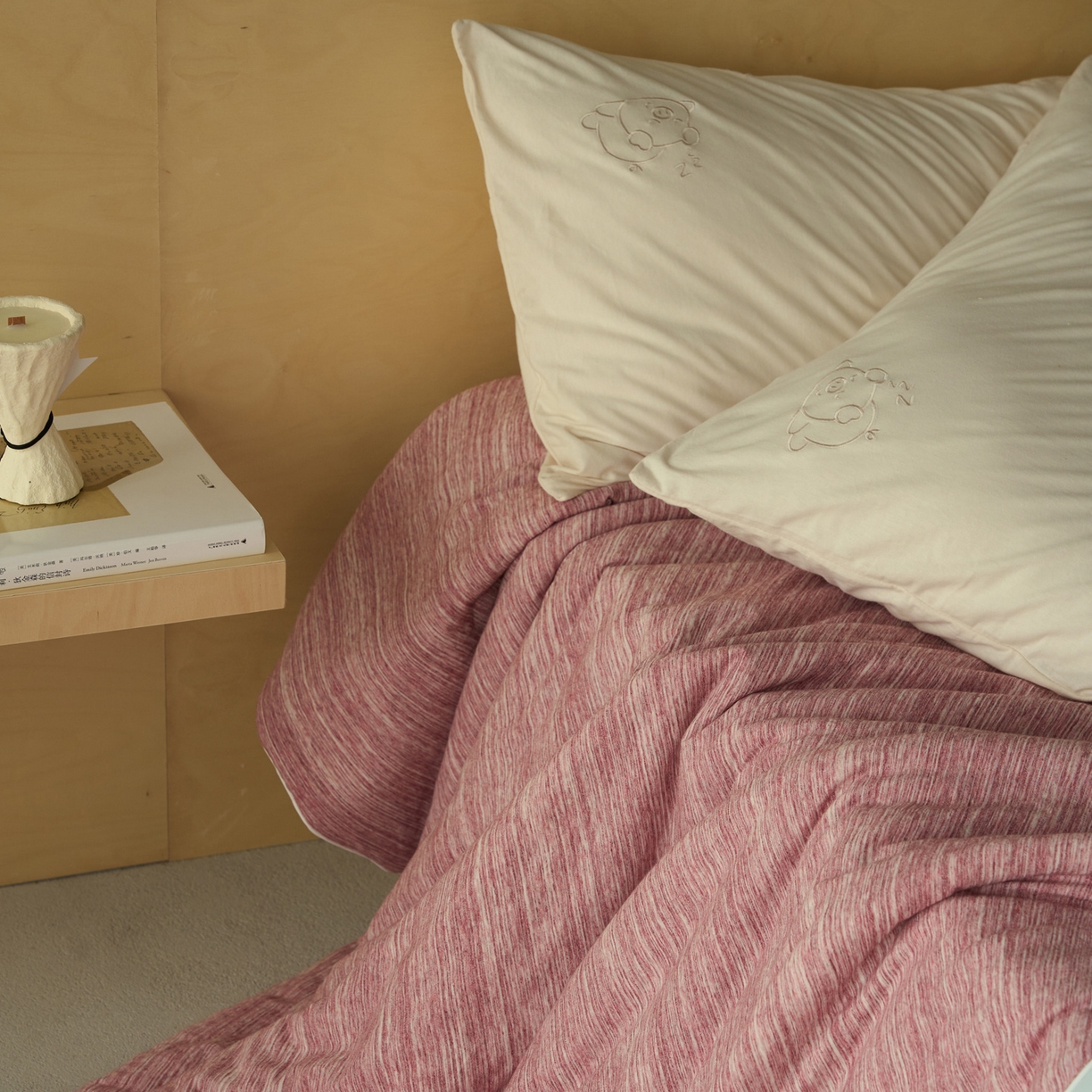 91家纺网 家纺一手货源 找家纺 华超针织 2026新款全棉针织拼锦氨凉感夏被空调被夏凉被 纯棉拼凉感 段彩豆沙